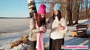 cold day turns hot as cute neighbors lick shaved pussies juicy