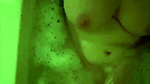 chubby big tits babe plays in bathtub shower with vibrator orgasms