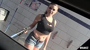 Marina Visconti Wanks Crazy Beautiful Big Tits in Office Outdoor