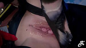 Watch this babe's holes gape from huge monster dildo wrecking.