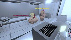 Two dominant bitches grind big asses on my monster cock in roblox condo game