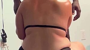 Plump white milf sneaks juicy rides on black boss cock.