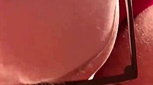 Cock loving young wife bitch slurps sloppy deepthroat on homemade glasses slut session