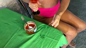 Hey wanna see this food fetish handjob with all that creamy fun?