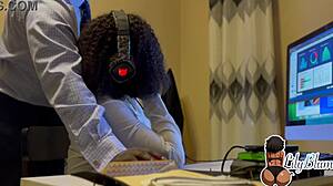 Every day i bend over for my boss's big black cock creampie ripping my ebony ass at work