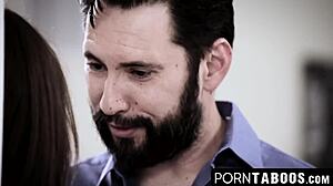 old man blasts birthday facial on naughty girl cock