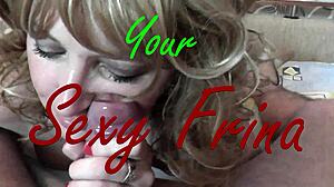 Blonde wife sucks neighbor's huge cock deep then facial blast