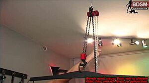 Bound German teen slave spanked hard in BDSM submission pain