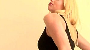 damn this stunner blonde rips clothes gropes big natural tits and teases pussy on bed