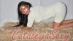 I can't stop staring at this latina milf's lingerie legs in her sexy photoshoot