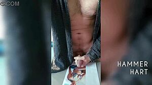 Homemade muscular german bodybuilder jerks huge shaved cock moaning to massive cum closeup