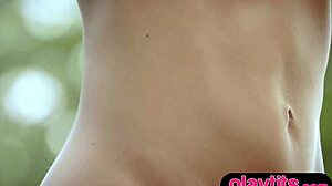 i reveal my petite blonde bombshell tits outdoors stripping slow for you