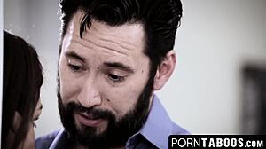 old man blasts birthday facial on naughty girl cock