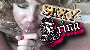 Blonde wife sucks neighbor's huge cock deep then facial blast