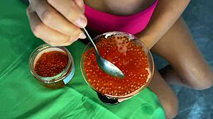 Hey wanna see this food fetish handjob with all that creamy fun?