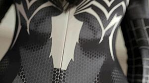 doesn't this asian spiderman cosplay slut look hot fingering her fat tits and ass?
