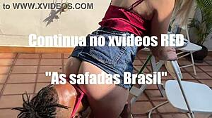 Blonde Russian teen crossdresses for black cock in hot interracial backyard help