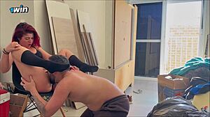 redhead babe grinds wet creamy pussy to explosive riding creampie orgasm