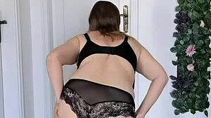 Hey granny, your black lingerie striptease rips clothes off teasingly?