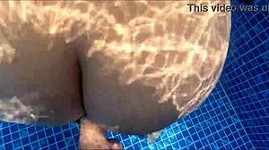 stranger's huge cock stretches latina milf's fat ass by public pool