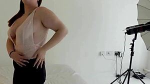 Busty Brit tricked into deepthroating dweeb's cock!