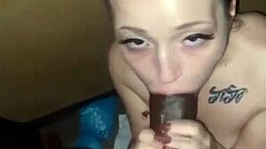 wife throats gags worships huge bbc deep sloppy cum swallow pov interracial