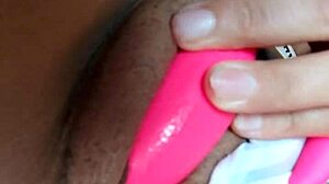 Curvy Latina masturbates juicy pussy with remote vibrator in bedroom