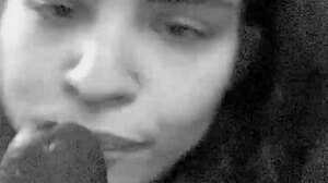 latina slurps huge bbc dildo deepthroat in closeup fetish suck