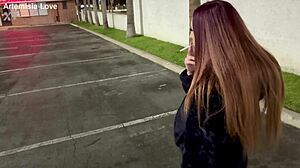 😍 italian milf artemisia flashes big tits smokes fetish solo in car public fun