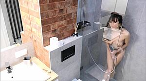 Two Real Orgasms from Horny Polish Amateur Shower Masturbation Before Bed