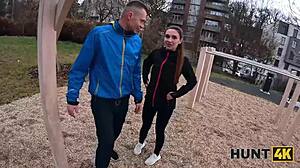 Hunt4k: She Rips Leggings, Sucks Stranger Cock Before BF