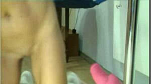 pretty amateur anal whore rams huge dildo deep in pussy and gaping ass on cam