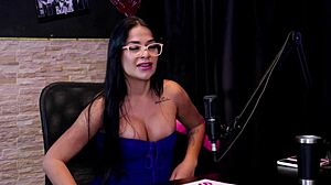 her 24cm cock blowjob fetish shines with two men experience on sheer red