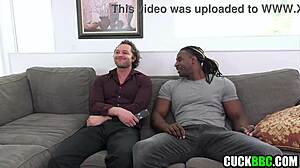 Hubby stares helpless as his milf wife rides that massive black cock deep and raw