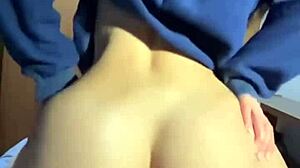 amateur college coed rides reverse cowgirl on huge cock in dorm with skinny roommate