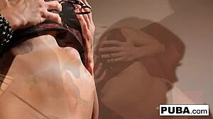 nikita von james strokes pussy in red lingerie solo tease!