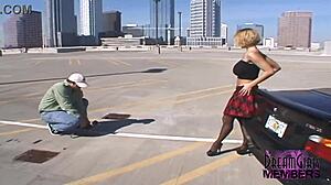 mindy flashes enormous tanned juggs in risky public spots