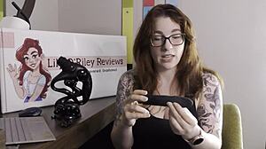 Redhead reviews Uros Nexus sex machine dildo vibrator on big tits and vagina