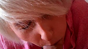 That cute shy blonde next door slurps cock then gulps cum