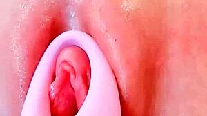 curvy latina babe's big puffy pussy gets intense toy pounding close up to wet orgasm