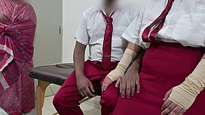 What happens when college students fuck wildly as their teacher watches the entire scene?