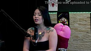 her 24cm cock blowjob fetish shines with two men experience on sheer red