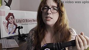 Redhead reviews Uros Nexus sex machine dildo vibrator on big tits and vagina