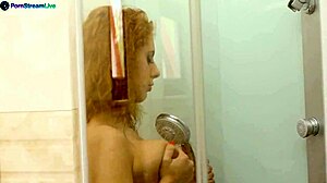 Sarah Palmer bends over in tub as Dominic Ross unloads facial cumshot