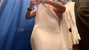 milf's big boobs jiggle in sexy dress try-on hidden cam