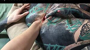 i grab my latex dreads and tattoos for quick anal fisting solo