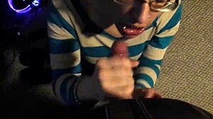 i love giving messy facials to amateurs with glasses close up blowjob cumshot on brunette milf