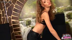 these tight skinny jeans on milf neighbor are so hard to peel off??