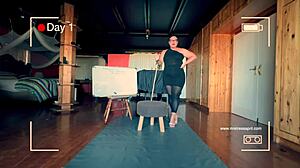 Mistress April commands bound slave lick her latex boots now