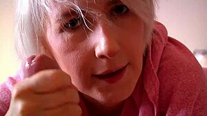 That cute shy blonde next door slurps cock then gulps cum